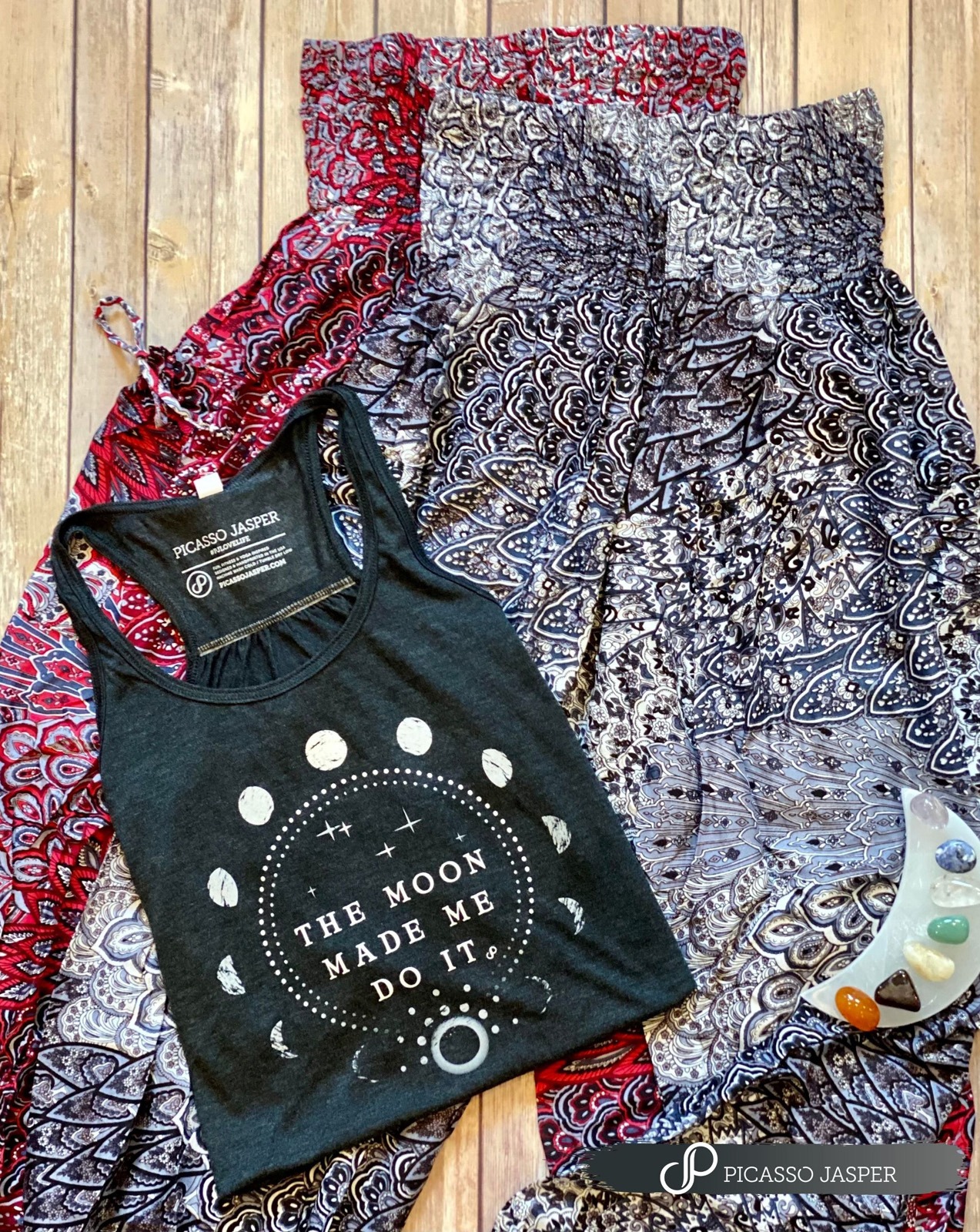 The Moon Made Me Do It, Gray S-4XL, Racerback Tank - Image 2